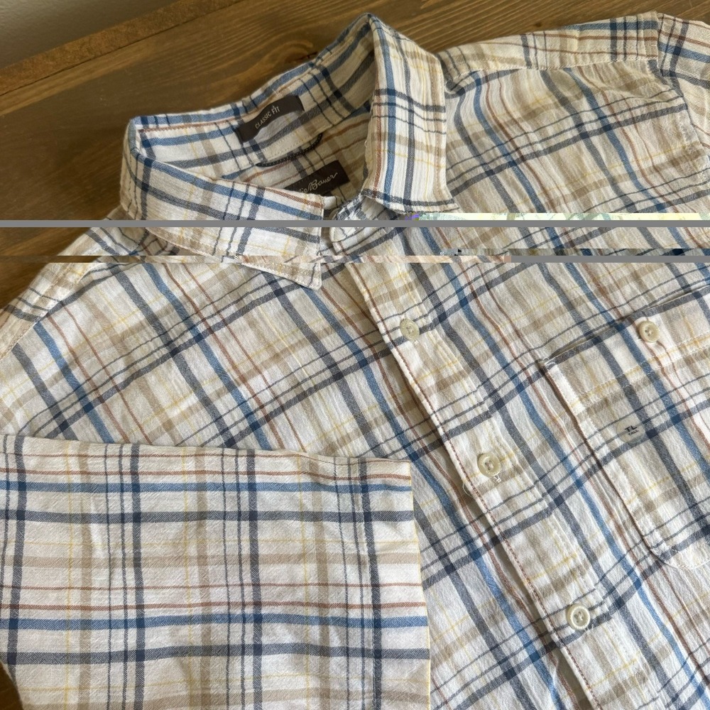 Eddie Bauer Men's TL Tall Large Plaid Breezeway Short Sleeve Button Up Shirt